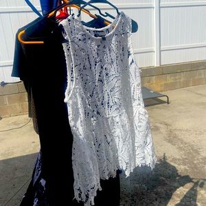 Worthington white lace tank top, size large